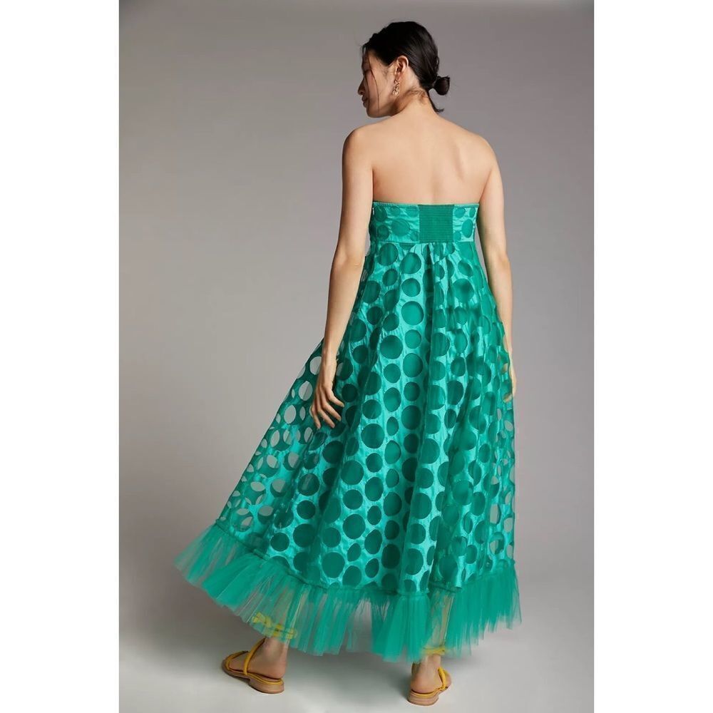 Anthropologie-Emerald Tulle Maxi Dress - Picture 4 of 9